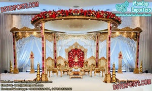 Mandap DE BODA DE DOBLE poste tradicional, Mandap de madera de ceremonia de boda india, Mandap de boda de madera blanca elegante, venta de Australia - Product Image 5