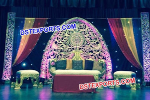 Escenario de boda canadiense grande, instalación de escenario de boda de la realeza India, elegante escenario de recepción con Panel de puerta - Product Image 4