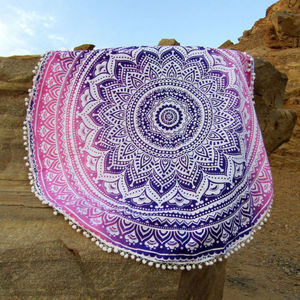 พรมทอแขวนผนังลายดอกไม้ผ้าแมนดาลาแบบโบฮีเมียนสำหรับโยคะชายหาดพิมพ์ลายดอกไม้ทำด้วยมือคุณภาพระดับพรีเมียม - Product Image 6