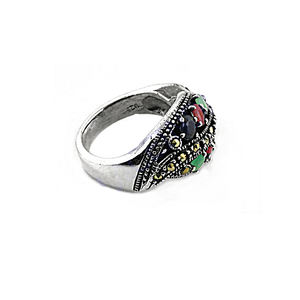 Bague de mariage en argent sterling 925 éblouissante pour femme Style classique avec émeraude pistolet métal rubis saphir-pour les fêtes - Product Image 3