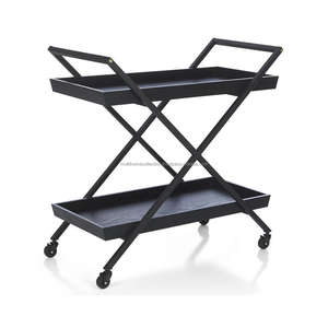 Carrito de metal para servir en la barra, nuevos diseños, restaurante, hotel, catering, 2 niveles, carrito para servir alimentos, metal, acero, hotel, artículo para fiesta de boda - Product Image 1