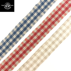 Vải Lanh Sang Trọng Kiểm Tra Băng 100Mm Rộng Đôi Mặt Taffeta Với Rắn Bow Cuộn Biểu Tượng In Mẫu Cho Món Quà Gói Trang Trí - Product Image 1