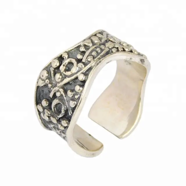 Charmoso anel de prata esterlina 925 liso oxidado 925 anel feito à mão em prata indiana