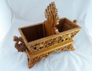 Cesta De León tallada a mano de madera (modelo No. AC 4014) para regalos promocionales y de negocios - Product Image 3