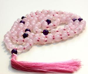 Rosario Clásico Hecho a Mano con 108 Cuentas de Piedras Preciosas, Collar de Cuarzo Rosa, Regalo de Cristal Curativo Natural - Product Image 3