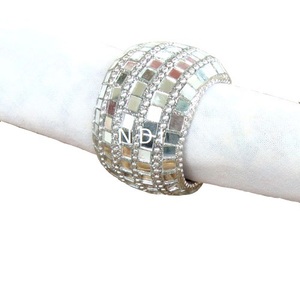 Rond de serviette en métal pour restaurant, hôtel, restauration, rond de serviette en mosaïque de cristal utilisé pour les mariages et autres fêtes, vaisselle - Product Image 2