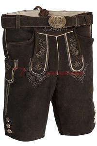 Pantalones Lederhosen Tradicionales Bávaros para Hombre ISONZ, de Cuero Genuino Marrón Vintage, con Patrón Bordado, Ligeros, Talla Grande, OEM - Product Image 4
