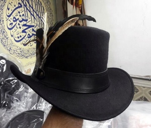 Sombrero de copa Fieltro de lana Vintage Material acampanado tradicional Fiesta Sombreros de moda Sombrero de ante negro 2023 - Product Image 2