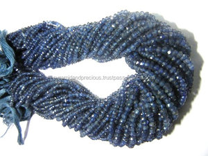 Iolite natural 3,5-4mm Facetado Rondelle Bead Azul 13 pulgadas Hilo largo de cuentas de piedra suelta - Product Image 4