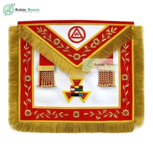 Delantal de Arco Real bordado a mano de lingotes masónicos, Material de cuero de Sumo Sacerdote PHP con insignia cosida, decoración de diamantes de imitación - Product Image 1