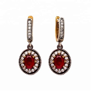 Grenat Authentique Boucles D'oreilles Oxydé Turc Gros Fabriqués À La Main 925 Sterling Argent Femme Bijoux - Product Image 1