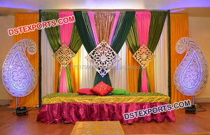 ชุดตกแต่งเวทีแบบชาวปากีสถาน Mehandi and Sangeet ชุดแต่งเวทีงานแต่งงานแบบเอเชียชุดเวทีทำมืองานแต่งงานแบบอินเดียอุปกรณ์ตกแต่งเวทีอินเทรนด์สหรัฐอเมริกา - Product Image 3