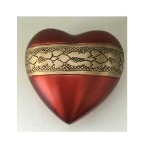 Memorial Royal Red Heart Engraved <b>Keepsake</b> <b>Pets</b> Cremation Urns for Funeral <b>Ashes</b> Metal Brass/Aluminum - Product Image 1