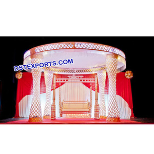 Mandap de fibra de cristal para boda, diseño de corte de diamante, boda, forma redonda, tradicional, cristales decorativos - Product Image 1