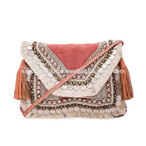 Bolsos de Mensajero de mano con cuentas hechos a mano de diseñador para mujer India-Estilo bohemio Ligero de gran capacidad para compras nocturnas - Product Image 2