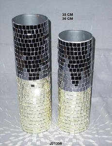 Jarrón de hierro de mosaico de vidrio de dos tonos de alta calidad, otro color disponible, decoración del hogar, fiesta, decoración de boda, precio al por mayor - Product Image 2