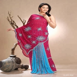 Gerua Georgette diseñador impreso saree - Product Image 6