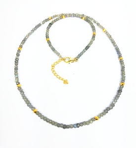 Collar de cuentas de labradorita y pirita dorada, 3-4mm - Product Image 1