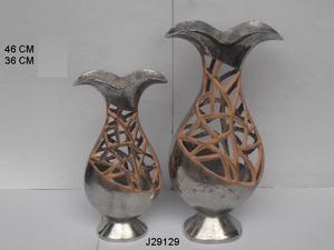 Vases de table modernes en fonte d'aluminium avec finition en terre cuite pour la décoration intérieure ou les mariages - Product Image 3