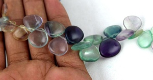 สร้อยคอลูกปัดหัวใจเรียบประดับอัญมณีฟลูออไรต์ธรรมชาติแท้เส้นใย27ชิ้นยาว7 "พร้อมโซ่ไข่มุก-ขายส่ง - Product Image 3