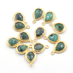 จี้รูปลูกแพร์มรกต925เงินแท้จี้ชุบทองทำเครื่องประดับแฮนด์เมด - Product Image 1