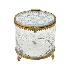 Boîte à bijoux et boîte de rangement en verre biseauté rond - Product Image 1