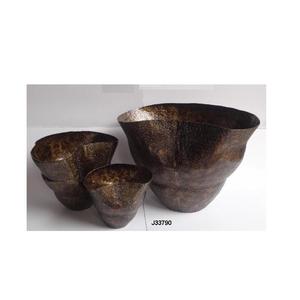 Maceta martillada en bruto con acabado de latón antiguo de alta calidad en tres tamaños hecha en maceta de hoja de aluminio para decoración del hogar - Product Image 2