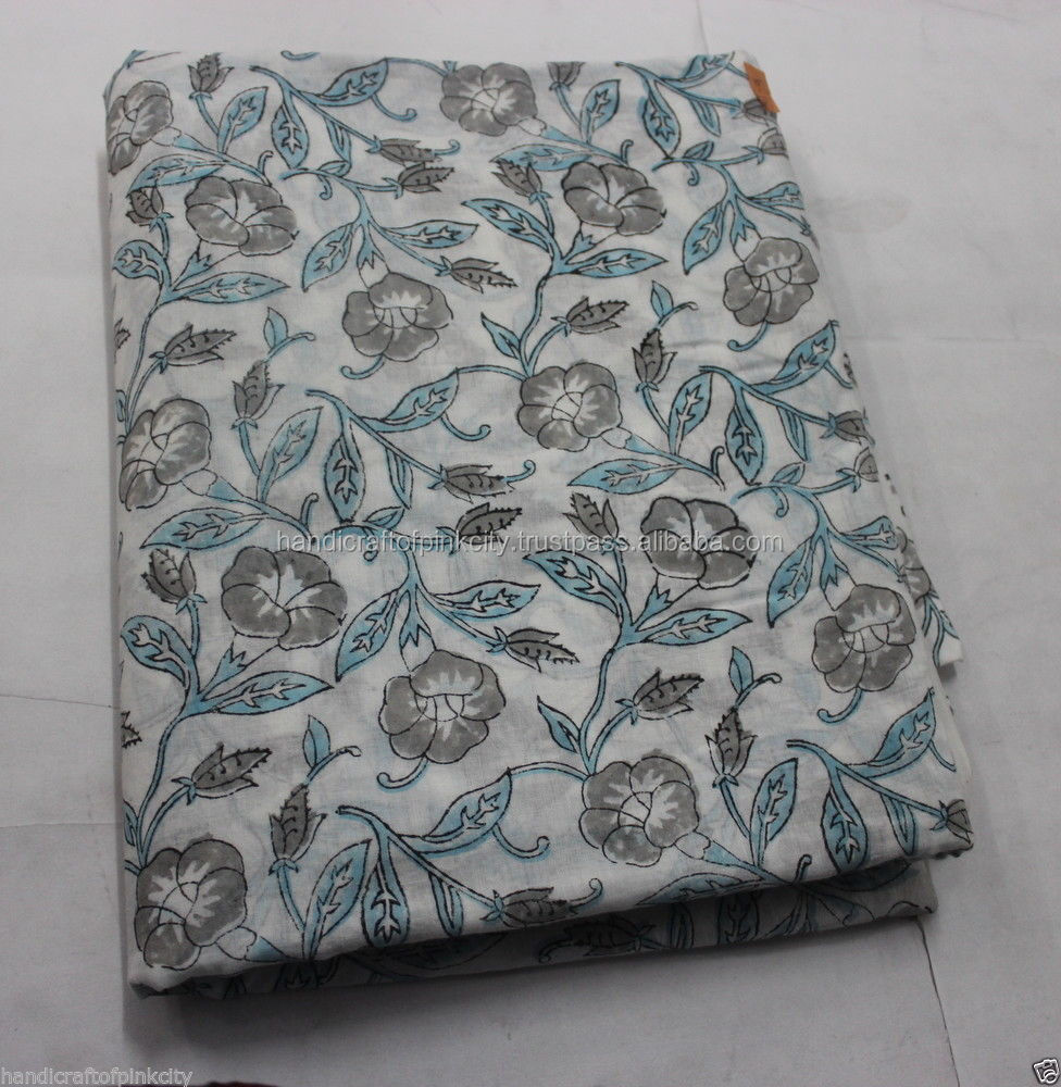 Индийская хлопковая ткань с ручным принтом Sanganeri, ткань с принтом вуали, 1 ярд 117