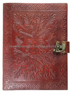 Brun homme en relief en cuir véritable A5 Journal fait à la main unique loquet journal carnet de croquis couture écriture écologiquement cahiers - Product Image 2