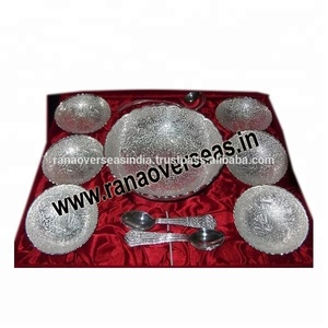 Cuenco de latón tradicional con vajilla plateada para el hogar, restaurante, hotel, fiesta y regalos hechos de <span class=keywords><strong>metal</strong></span> - Product Image 1