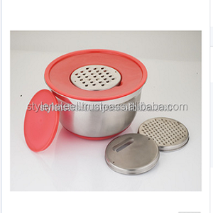 Bol allemand avec couvercle de râpe ensemble de 3 pièces râpe avec bol de mélange antidérapant ensemble de râpe en acier inoxydable - Product Image 2