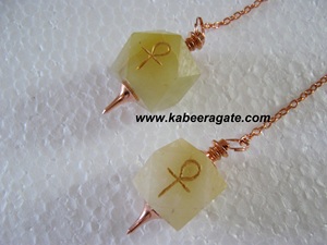 Venta al por mayor de péndulo de Aventurina amarilla Ankh con acabado de cobre Material de piedras preciosas - Product Image 2