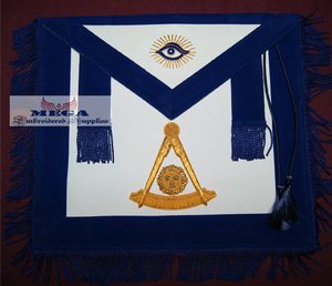 Tablier maçonnique, broderie artisanale avec des points de croix complexes, travail d'aiguille léger, forme carrée, imitation - Product Image 3
