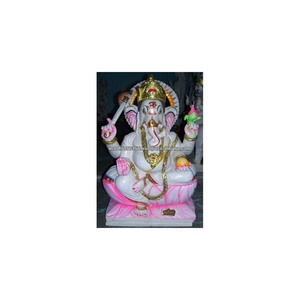 White Makrana Marble Lord Ganesha <b>Statue</b> - Product Image 1