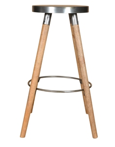 Taburete de Bar alto Industrial Vintage antiguo, Metal de hierro de madera con cuero con acabado oxidado para el hogar, Bar, cocina, uso en Hotel - Product Image 2