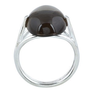 แหวนแฟชั่นคลาสสิกสเตอร์ลิงเงิน925อัญมณีควอทซ์สโมควอตซ์ทรงรีขอบตั้งของขวัญสำหรับงานเลี้ยงสำหรับงานแต่งงาน - Product Image 1