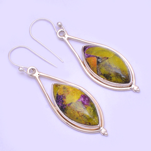 Vente chaude 925 Sterling Silver Stichtite Gemstone Boucles D'oreilles Lunette Réglage Classique Vintage Style pour les Femmes pour les Mariages - Product Image 2