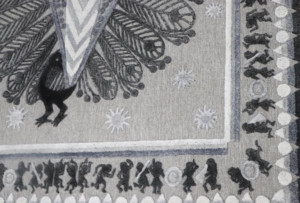 Design folklorique moderne tufté à la main style varli indien tapis et ensembles en peluche de haute qualité en laine mélangée viscose pour usage domestique - Product Image 3