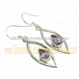 Pendientes de Plata de Ley 925 sólida de alta calidad, joyería de piedras preciosas de amatista Natural hecha a mano para bodas y fiestas, fabricante - Product Image 2