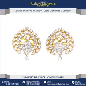 Par de Pendientes de Diamantes de Corte Brillante Redondo en Oro Amarillo de Primera Calidad para Mujer - Product Image 4