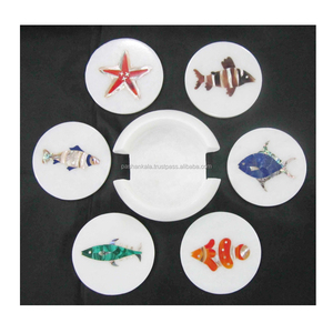 Marble Inlay Tea <b>Coaster</b> <b>Set</b> - Product Image 1