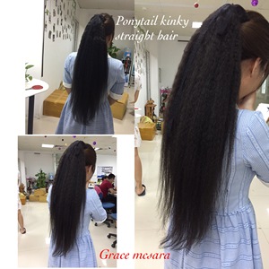 Meilleure qualité paquets de cheveux humains vietnamiens non traités avec cordon de serrage queue de cheval droite prix de gros OEM OBM - Product Image 4