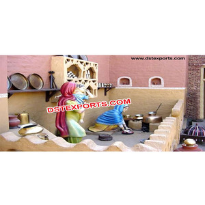 Estatua tradicional de Chaunka para mujer en la antigua cultura Punjabi Decoraciones de boda de fibra Estatua de bienvenida - Product Image 1