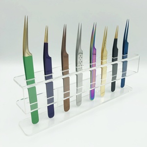 แหนบถอนขนตาสแตนเลสคุณภาพสูงแบบมืออาชีพฉลากส่วนตัวสำหรับต่อขนตาเส้นใยทุกสี - Product Image 3