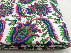 Jaipuri ผ้าพิมพ์บล็อกมือ,ผ้าฝ้ายสีธรรมชาติทำด้วยมือผ้าพิมพ์สีแดงเข้ม SSTHPVCC07 - Product Image 5