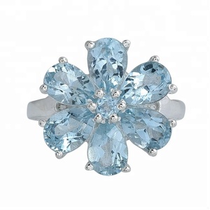 Gorgeous Blue Topaz Prong Set 925 Sterling Silver Ring Jewelry - Product Image 1