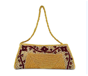 Bolso de mano tradicional indio con cuentas doradas Bolso de mano de material de cristal - Product Image 1