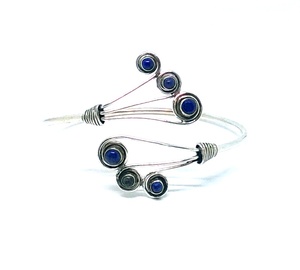 Nouveau Design pour femmes 6 pierres plaqué argent Lapis Manchette Bracelet Bijoux à la mode - Product Image 1