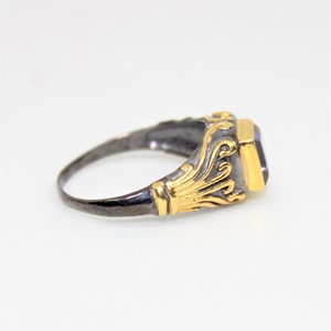 Superventas 18K chapado en oro 925 anillo de plata esterlina hecho a mano diseñador forma cuadrada amatista boda joyería suministro al por mayor - Product Image 3