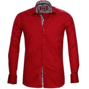 ชุดเดรสแขนยาวแบบฝรั่งเศสสีแดงเสื้อเชิ้ตคุณภาพสูง - Product Image 1